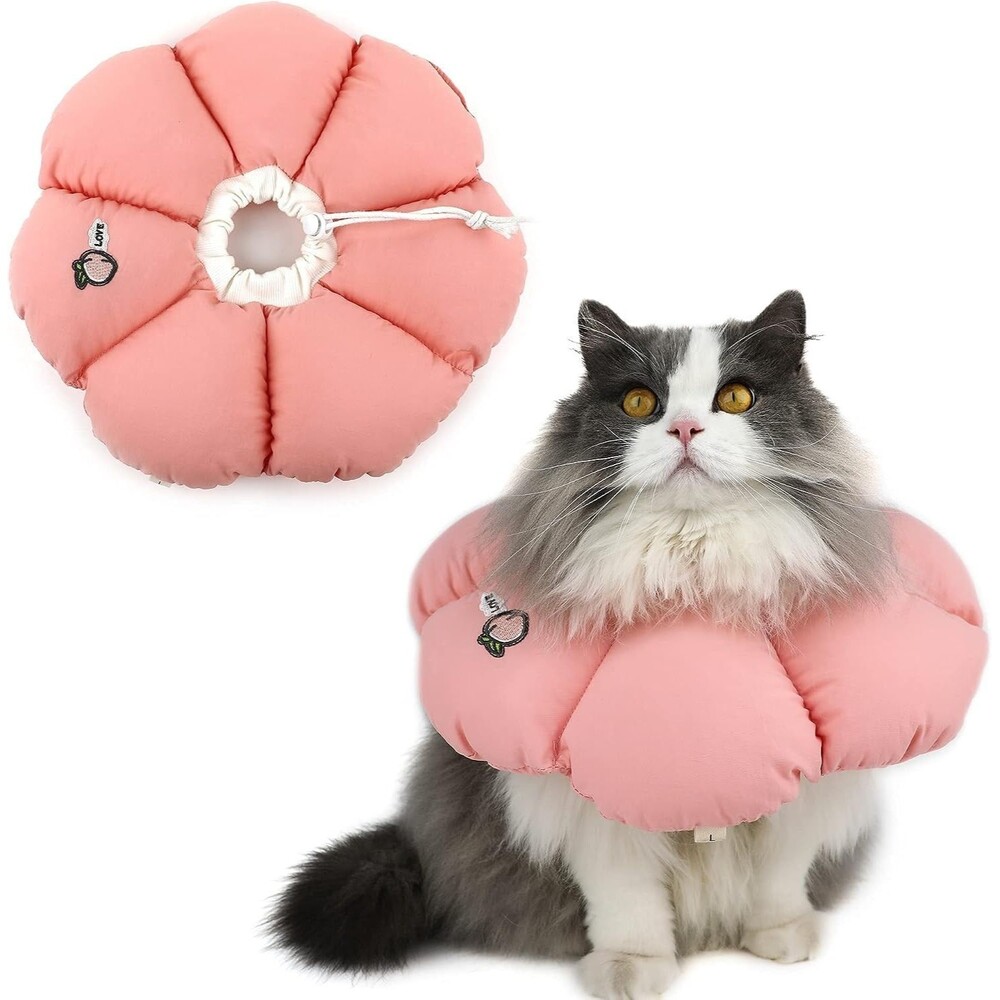 HiDREAM Cat Cone Collar - Pink Flower, Medium